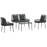 vidaXL Tuinfmeubels Set met kussen 4 pcs Zwart en Crème poly rattan