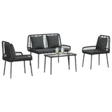 vidaXL Tuinfmeubels Set met kussen 4 pcs Zwart en Crème poly rattan
