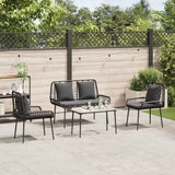 vidaXL Tuinfmeubels Set met kussen 4 pcs Zwart en Crème poly rattan