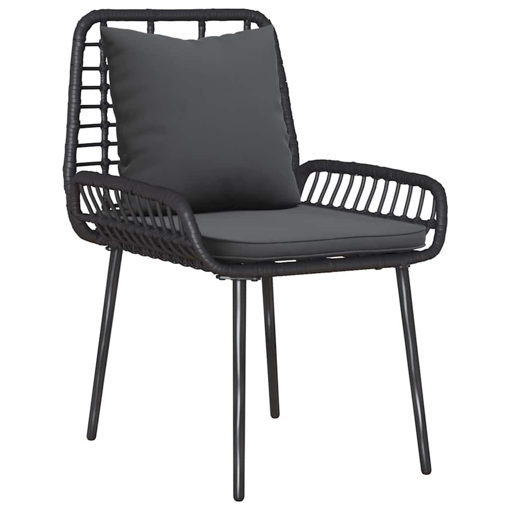 vidaXL Tuinfmeubels Set met kussen 4 pcs Zwart en Crème poly rattan