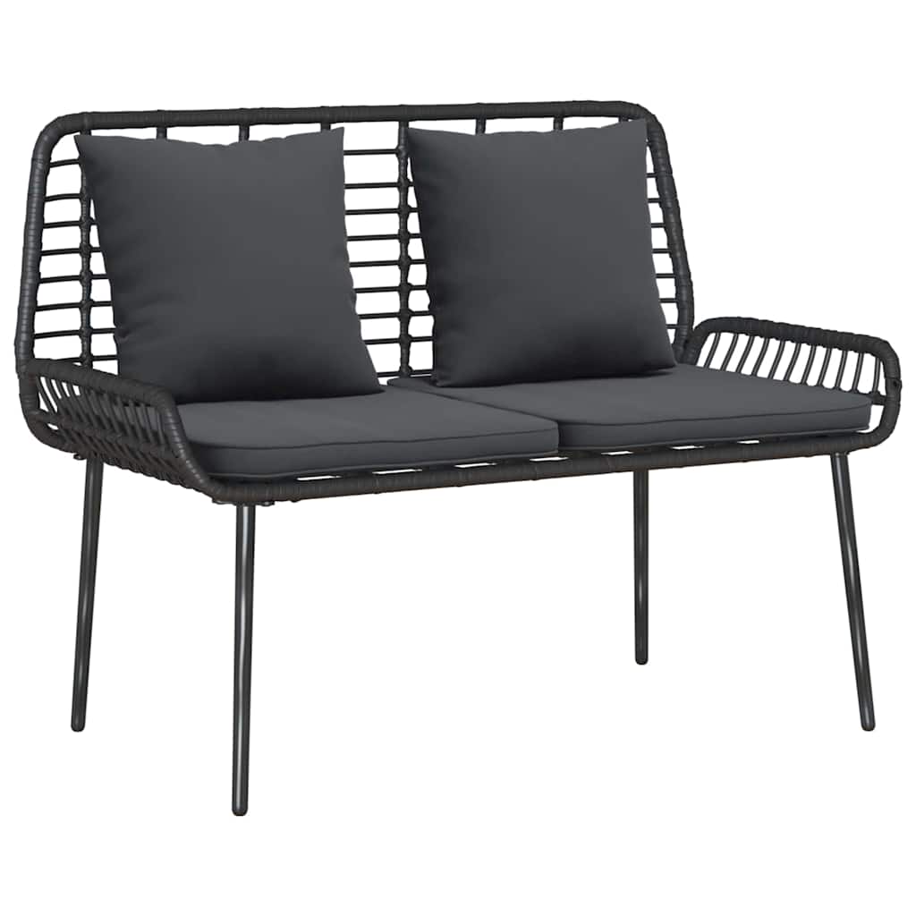 vidaXL Tuinfmeubels Set met kussen 4 pcs Zwart en Crème poly rattan