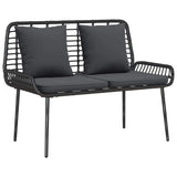 vidaXL Tuinfmeubels Set met kussen 4 pcs Zwart en Crème poly rattan