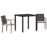 vidaXL Tuin Eettafel Set 3 pcs Bruin en Zwart PE Riet