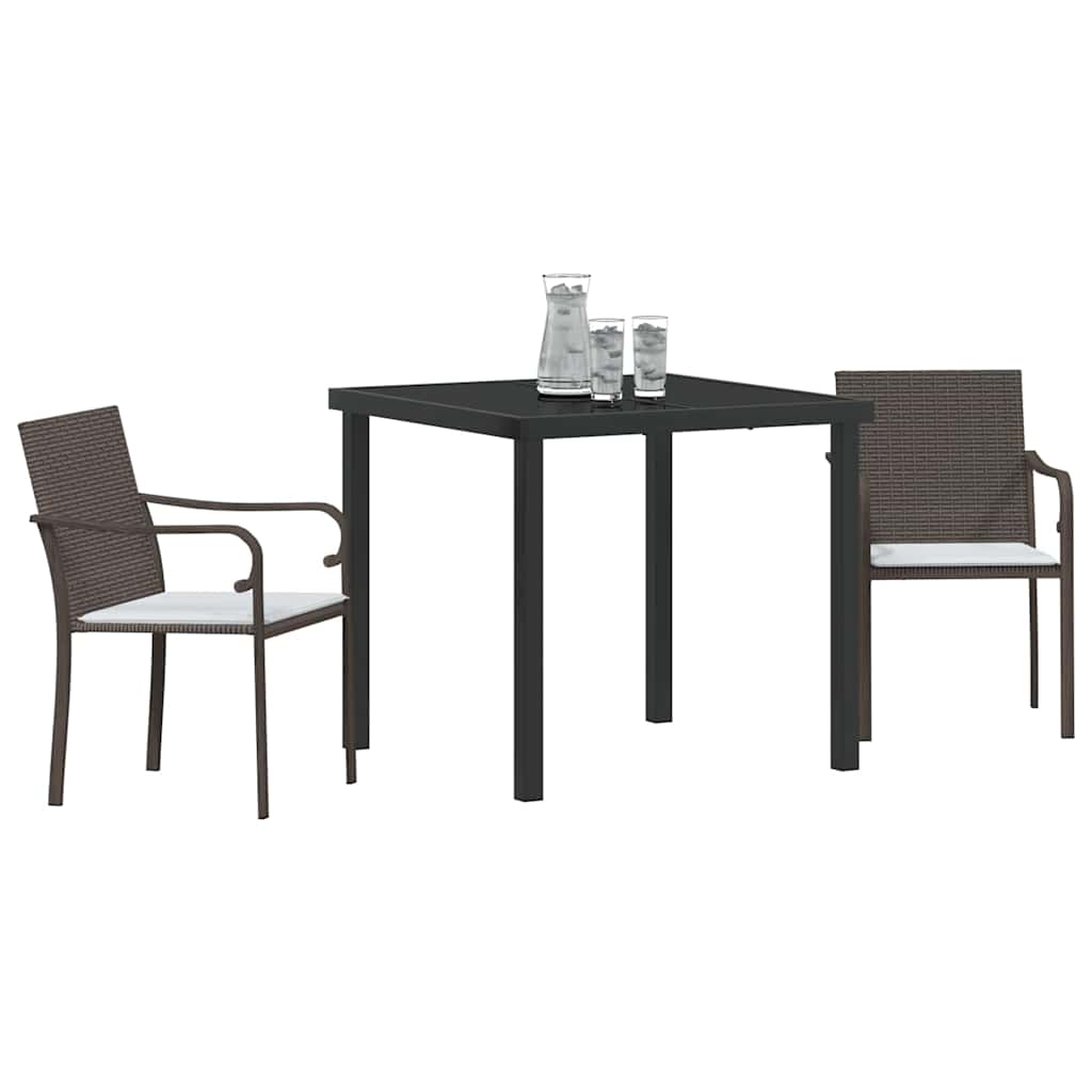 vidaXL Tuin Eettafel Set 3 pcs Bruin en Zwart PE Riet