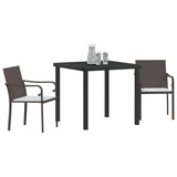 vidaXL Tuin Eettafel Set 3 pcs Bruin en Zwart PE Riet