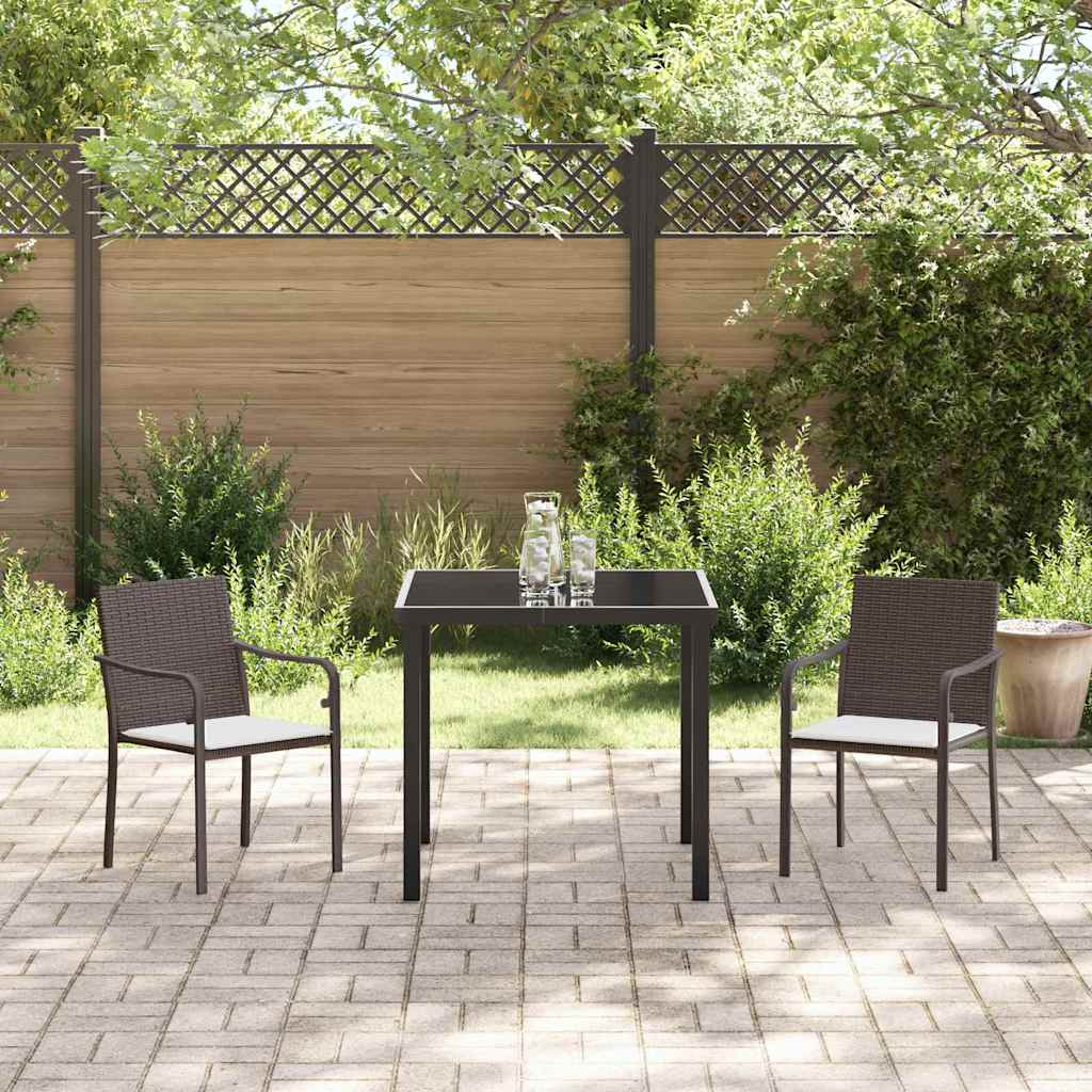 vidaXL Tuin Eettafel Set 3 pcs Bruin en Zwart PE Riet