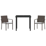 vidaXL Tuin Eettafel Set 3 pcs Bruin en Zwart PE Riet