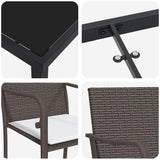 vidaXL Tuin Eettafel Set 3 pcs Bruin en Zwart PE Riet