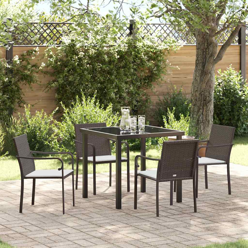 vidaXL Tuin Eettafel Set 3 pcs Bruin en Zwart PE Riet