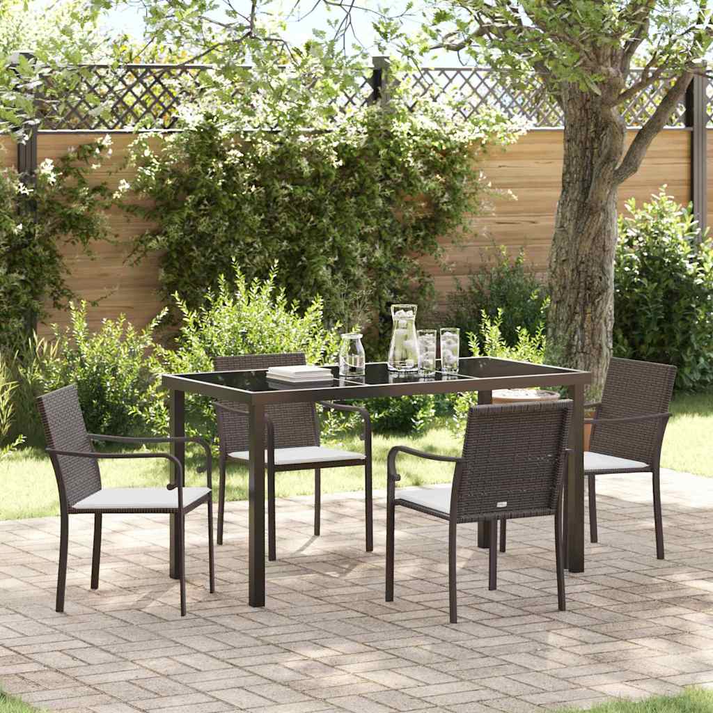 vidaXL Tuin Eettafel Set 3 pcs Bruin en Zwart PE Riet