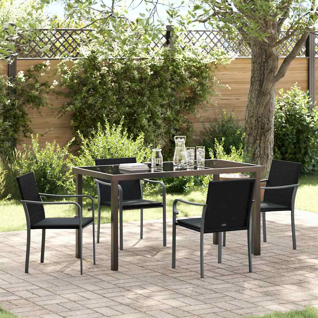 vidaXL Tuin Eettafel Set 3 pcs Bruin en Zwart PE Riet