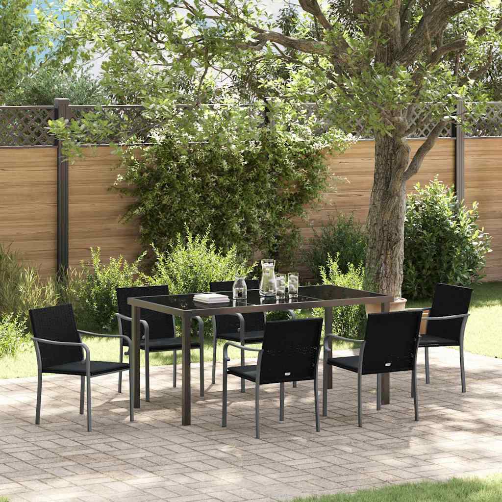 vidaXL Tuin Eettafel Set 3 pcs Bruin en Zwart PE Riet