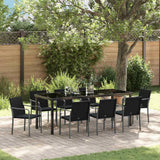 vidaXL Tuin Eettafel Set 3 pcs Bruin en Zwart PE Riet