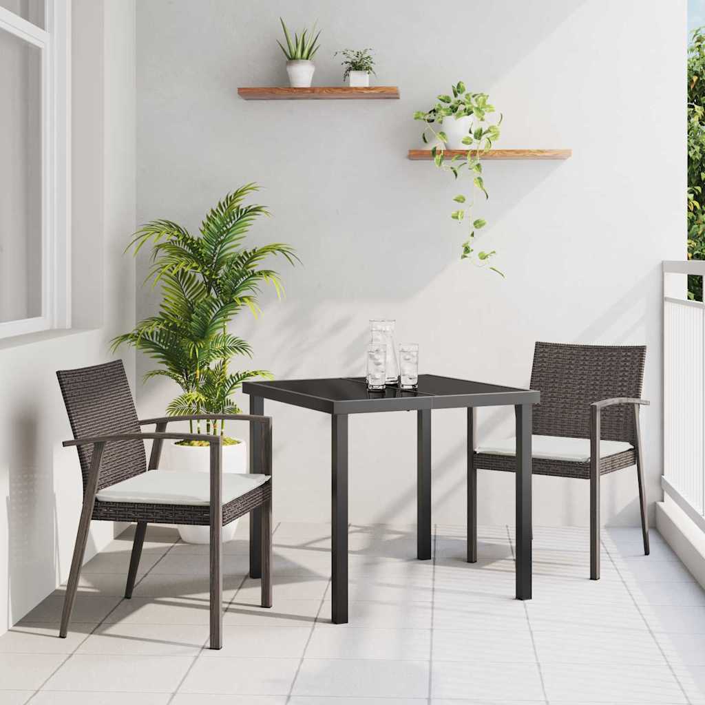 vidaXL Tuin Eettafel Set 3 pcs Bruin en Zwart PE Riet