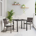 vidaXL Tuin Eettafel Set 3 pcs Bruin en Zwart PE Riet