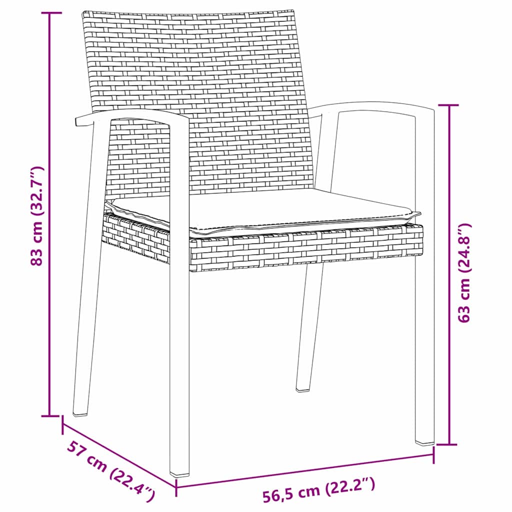 vidaXL Tuin Eettafel Set 3 pcs Bruin en Zwart PE Riet