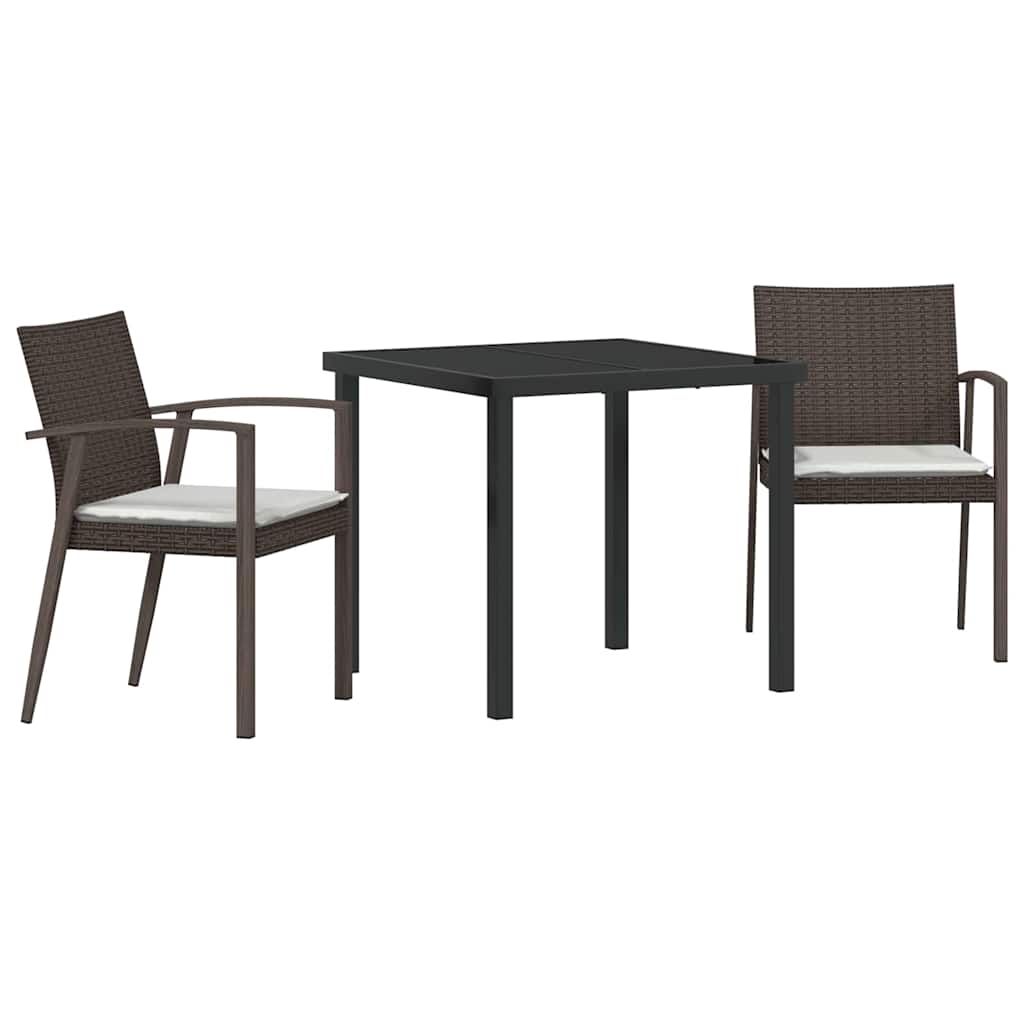 vidaXL Tuin Eettafel Set 3 pcs Bruin en Zwart PE Riet