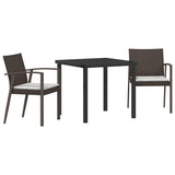 vidaXL Tuin Eettafel Set 3 pcs Bruin en Zwart PE Riet