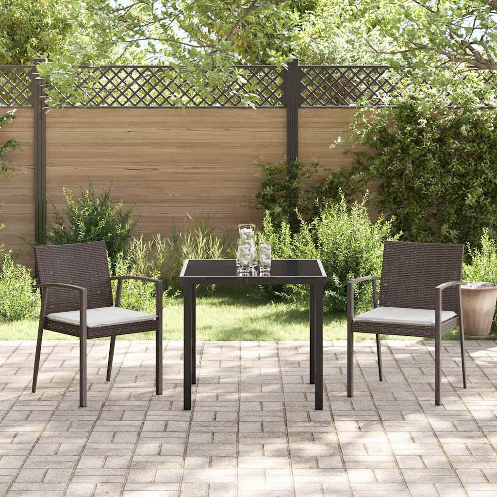 vidaXL Tuin Eettafel Set 3 pcs Bruin en Zwart PE Riet