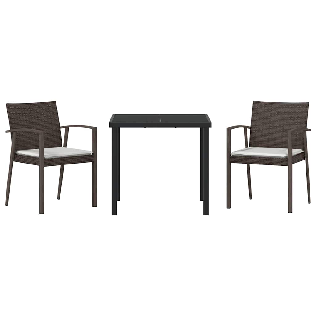 vidaXL Tuin Eettafel Set 3 pcs Bruin en Zwart PE Riet