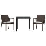 vidaXL Tuin Eettafel Set 3 pcs Bruin en Zwart PE Riet