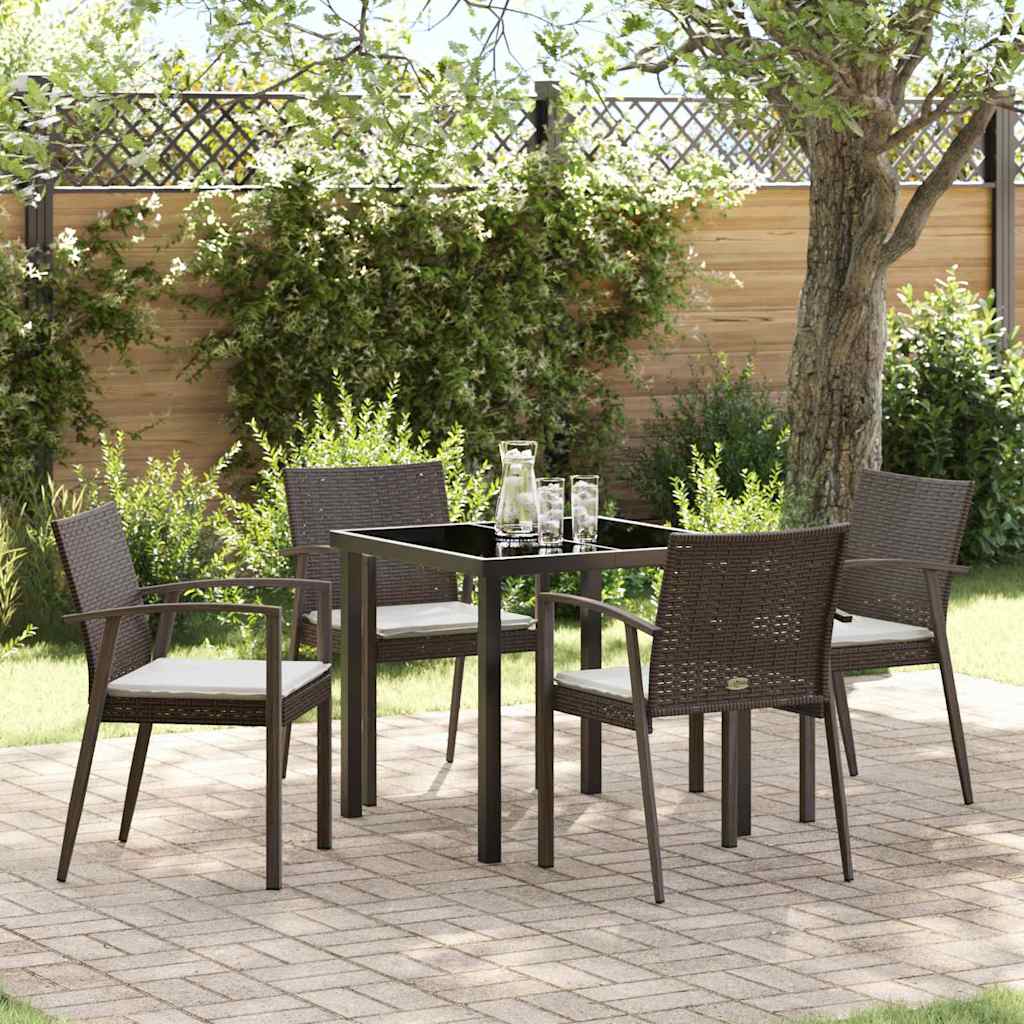 vidaXL Tuin Eettafel Set 3 pcs Bruin en Zwart PE Riet