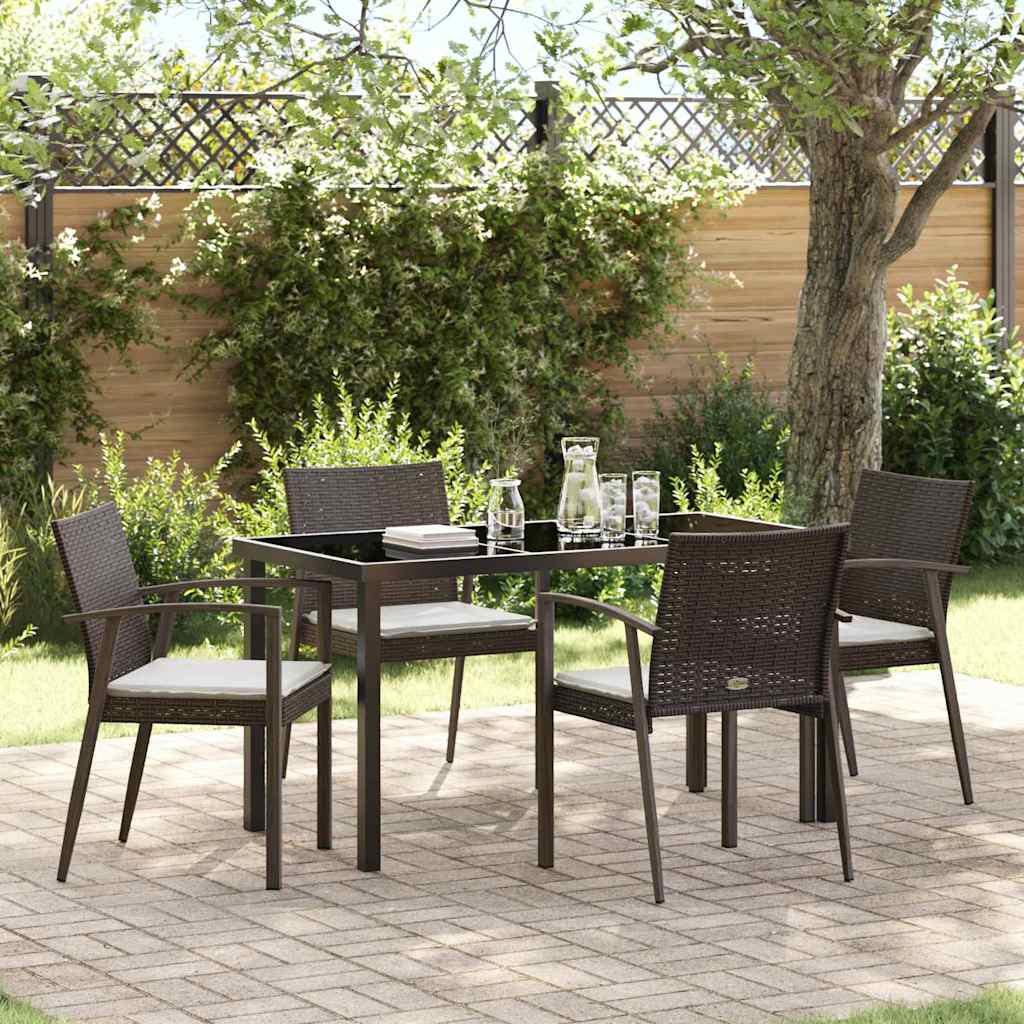 vidaXL Tuin Eettafel Set 3 pcs Bruin en Zwart PE Riet