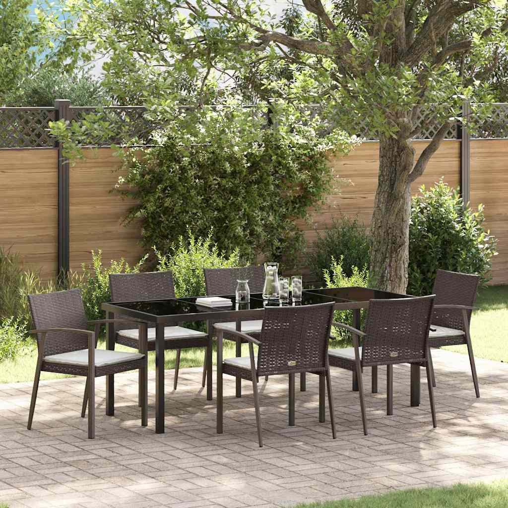 vidaXL Tuin Eettafel Set 3 pcs Bruin en Zwart PE Riet