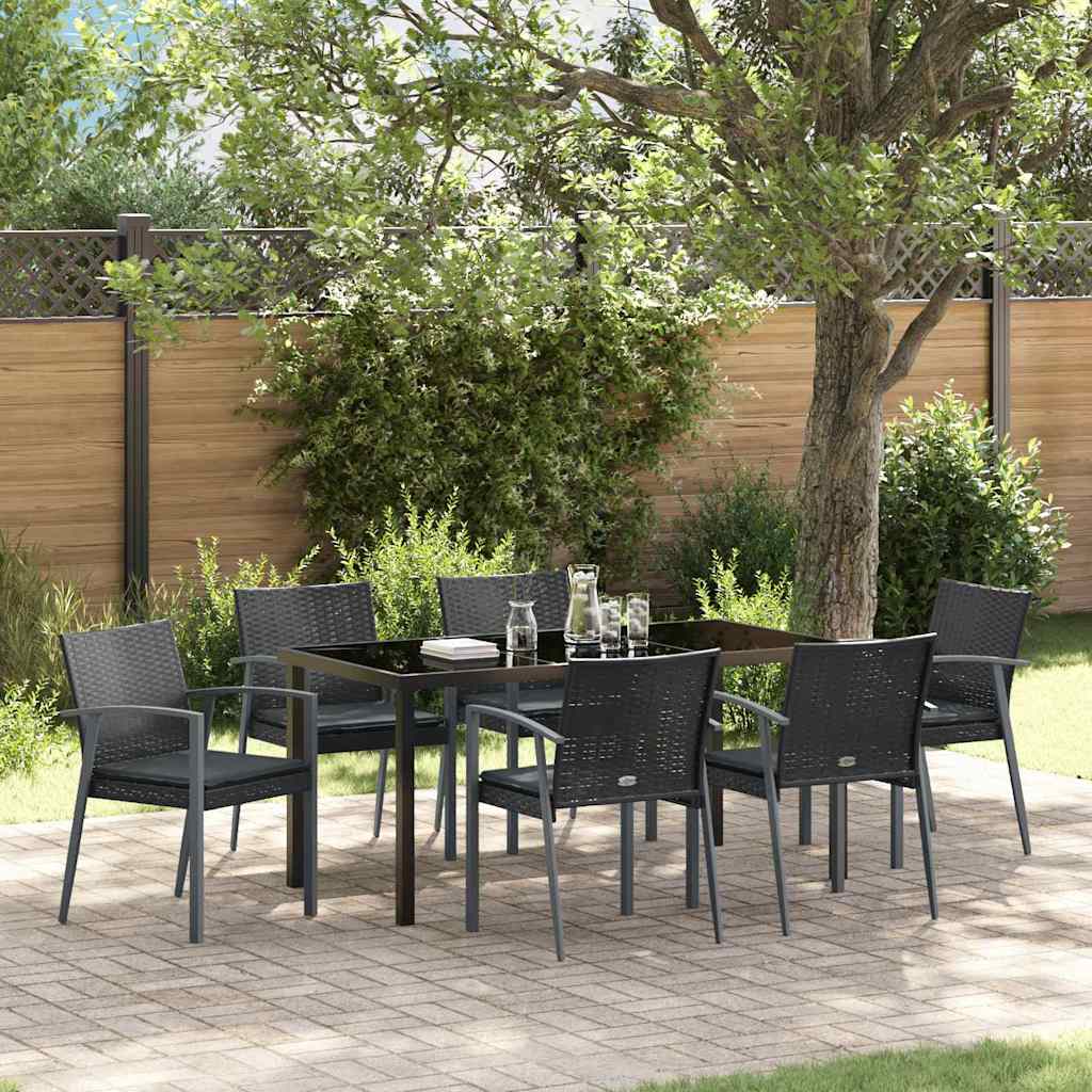 vidaXL Tuin Eettafel Set 3 pcs Bruin en Zwart PE Riet