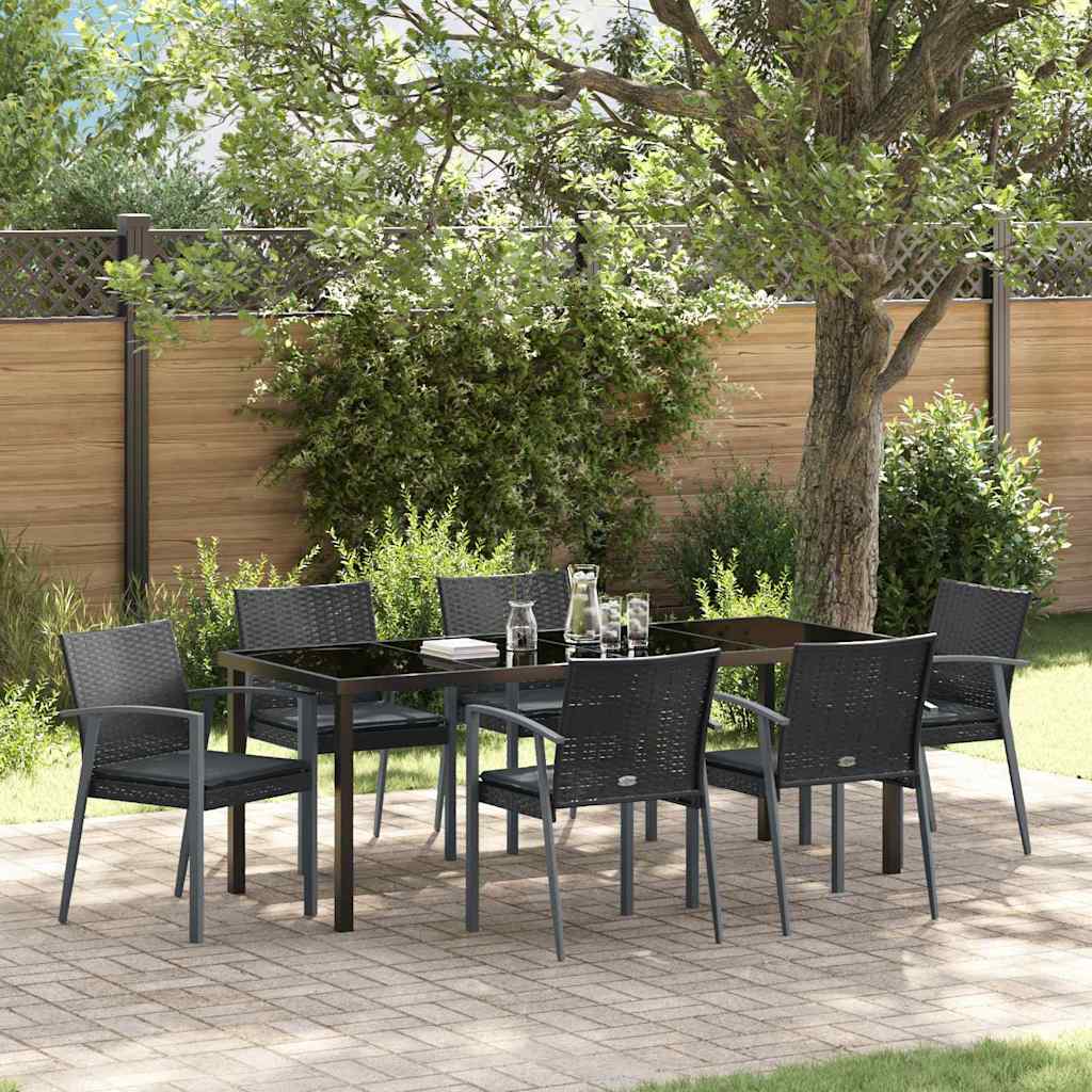vidaXL Tuin Eettafel Set 3 pcs Bruin en Zwart PE Riet