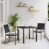 vidaXL Tuin Eettafel Set 3 pcs Zwart en Lichtgrijs PE Riet