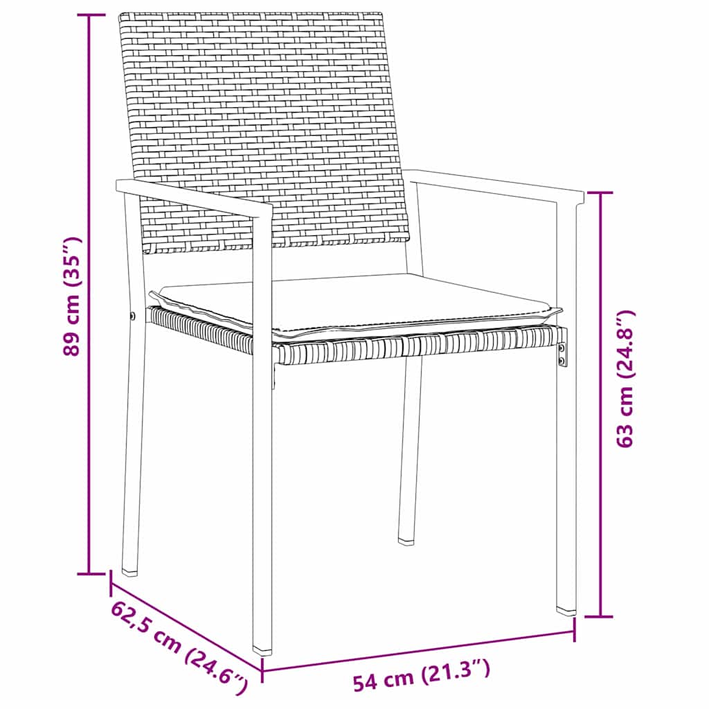vidaXL Tuin Eettafel Set 3 pcs Zwart en Lichtgrijs PE Riet