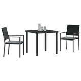 vidaXL Tuin Eettafel Set 3 pcs Zwart en Lichtgrijs PE Riet