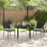 vidaXL Tuin Eettafel Set 3 pcs Zwart en Lichtgrijs PE Riet