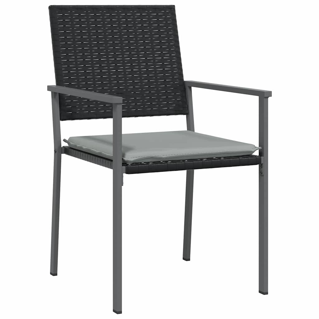 vidaXL Tuin Eettafel Set 3 pcs Zwart en Lichtgrijs PE Riet