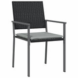 vidaXL Tuin Eettafel Set 3 pcs Zwart en Lichtgrijs PE Riet
