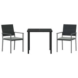 vidaXL Tuin Eettafel Set 3 pcs Zwart en Lichtgrijs PE Riet