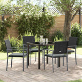 vidaXL Tuin Eettafel Set 3 pcs Zwart en Lichtgrijs PE Riet
