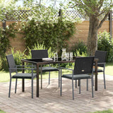 vidaXL Tuin Eettafel Set 3 pcs Zwart en Lichtgrijs PE Riet