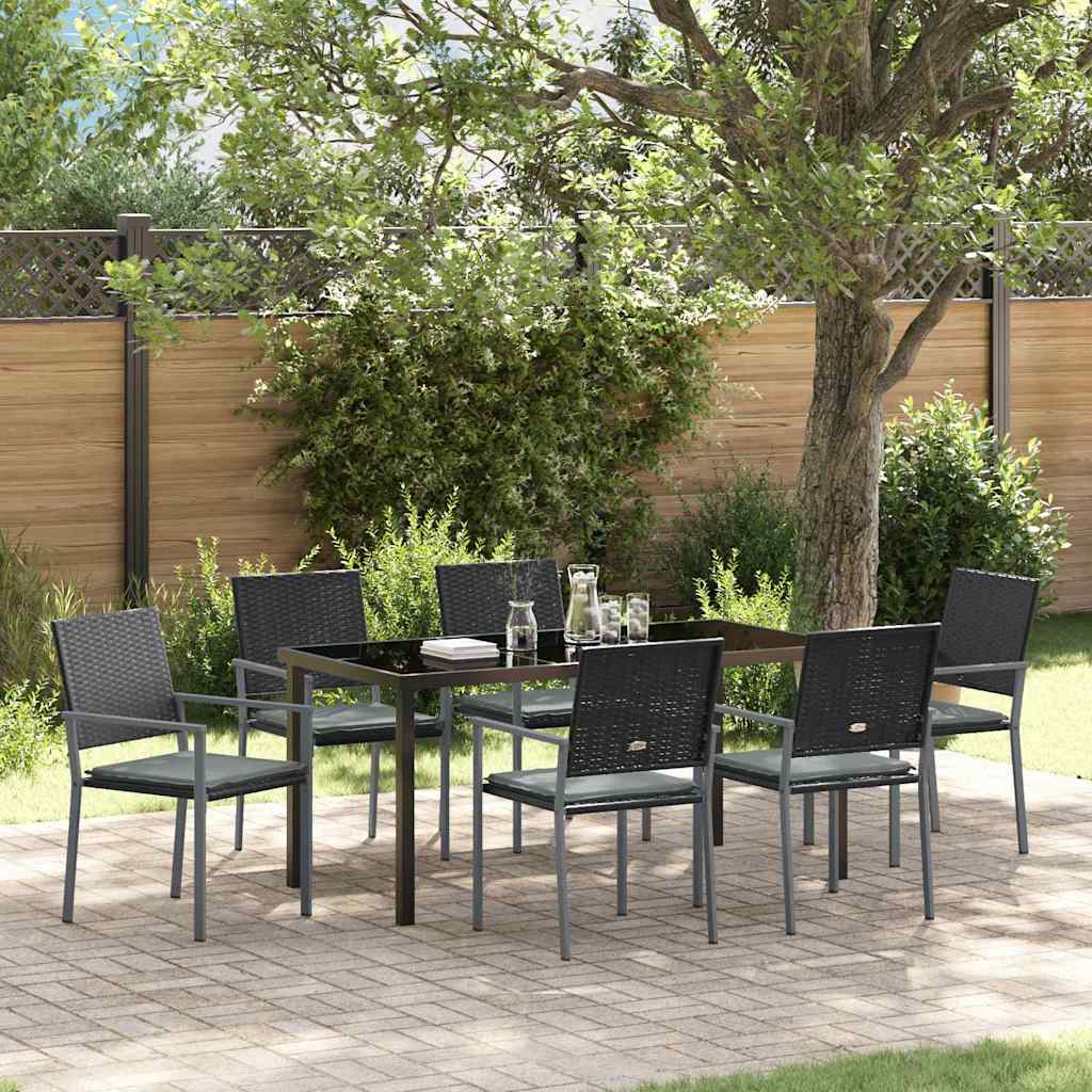 vidaXL Tuin Eettafel Set 3 pcs Zwart en Lichtgrijs PE Riet