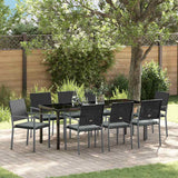 vidaXL Tuin Eettafel Set 3 pcs Zwart en Lichtgrijs PE Riet