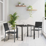 vidaXL Tuin Eettafel Set 3 pcs Zwart en Lichtgrijs PE Riet