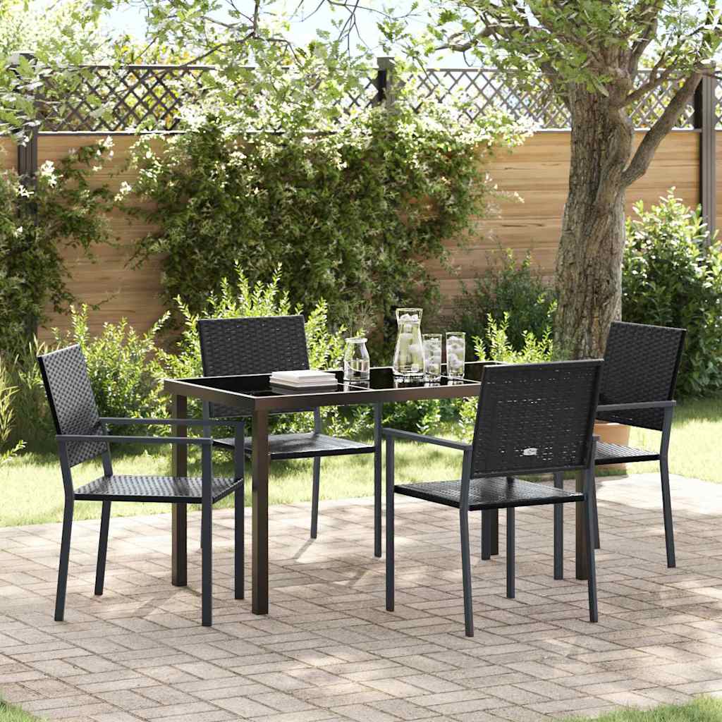 vidaXL Tuin Eettafel Set 3 pcs Zwart en Lichtgrijs PE Riet