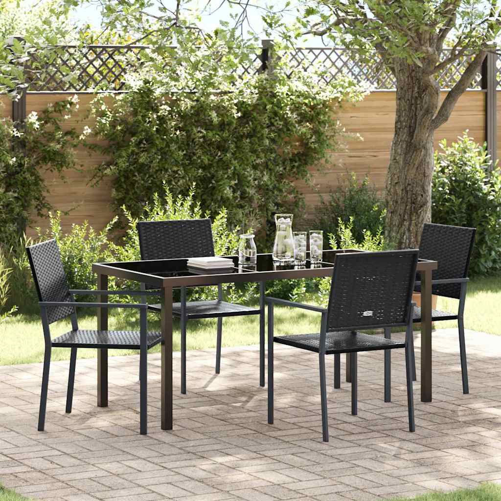 vidaXL Tuin Eettafel Set 3 pcs Zwart en Lichtgrijs PE Riet