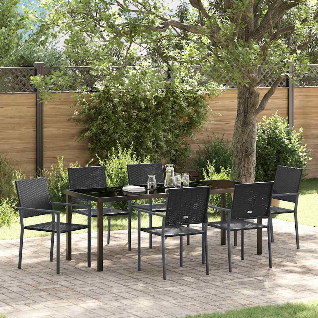 vidaXL Tuin Eettafel Set 3 pcs Zwart en Lichtgrijs PE Riet