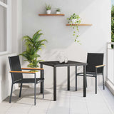 vidaXL Tuin Eettafel Set 3 pcs Zwart Poedergecoat staal