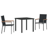 vidaXL Tuin Eettafel Set 3 pcs Zwart Poedergecoat staal