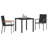 vidaXL Tuin Eettafel Set 3 pcs Zwart Poedergecoat staal