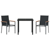 vidaXL Tuin Eettafel Set 3 pcs Zwart Poedergecoat staal