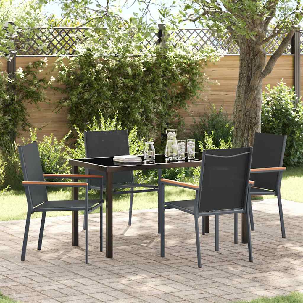 vidaXL Tuin Eettafel Set 3 pcs Zwart Poedergecoat staal
